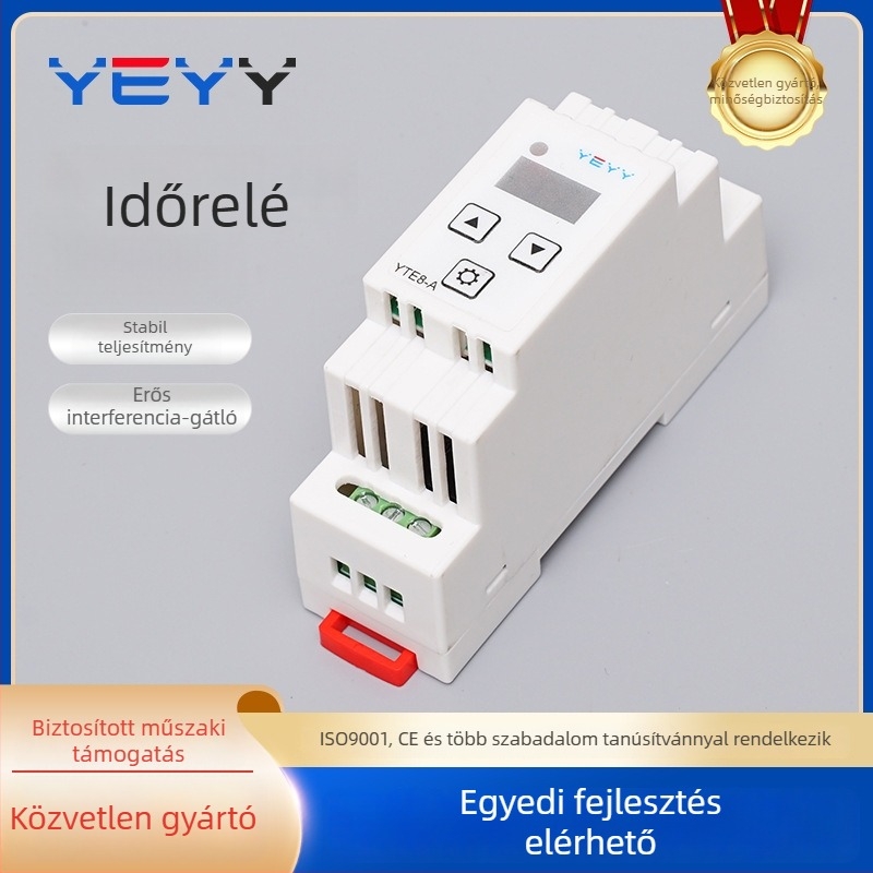 24V DIN-sínre szerelhető programozható időzítő modul ciklikus időzítéshez, 0,01 s pontossággal, jelindítás