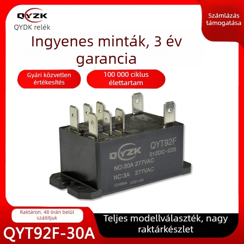 5V/12V/24V/92F nagy teljesítményű relé, 30A, 12V hűtőberendezésekhez és kis járművekhez