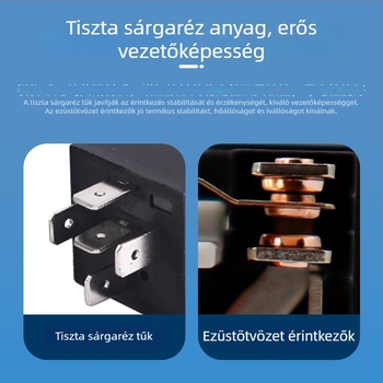 JD autórelé 12V/24V, vízálló fém csatlakozó aljzattal, 4- vagy 5-pins, 40A, vas hátlappal