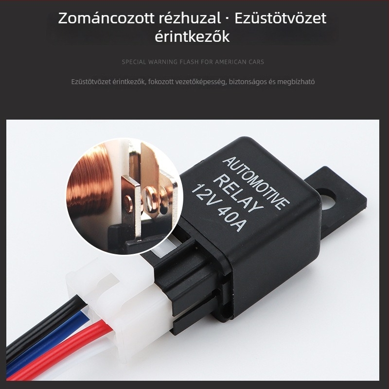 Autóklíma relé, 12V 40A csatlakozóval, normálisan nyitott, kompakt elektromágneses relé autóventilátor EFI-hez
