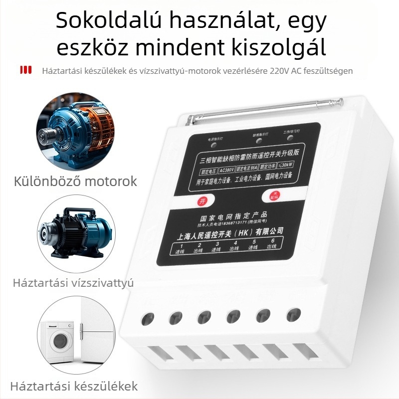 Vízpumpa vezeték nélküli távirányítós kapcsolója, 380 VAC, háromfázisú nagy teljesítményű aerator öntözéshez