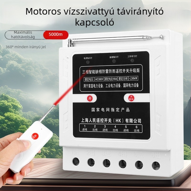 Vízpumpa vezeték nélküli távirányítós kapcsolója, 380 VAC, háromfázisú nagy teljesítményű aerator öntözéshez