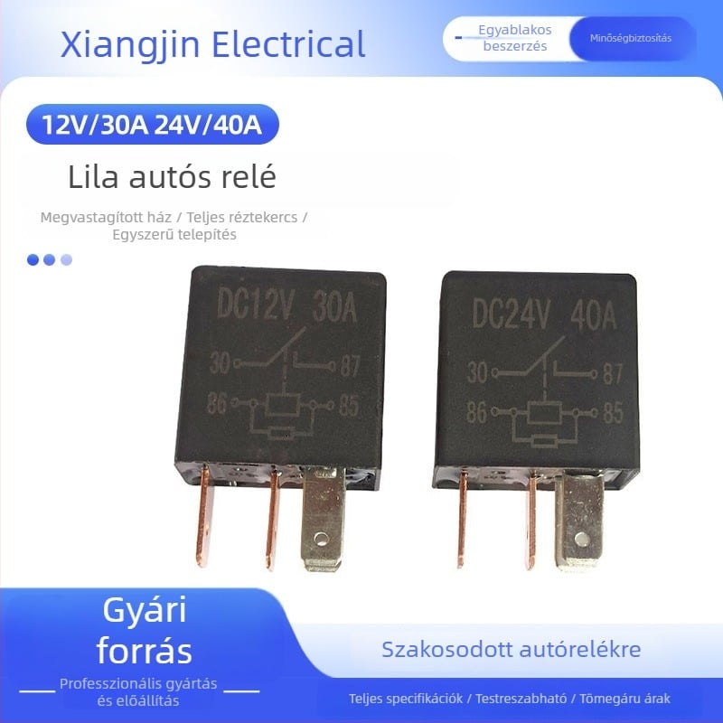 Autórelé üzemanyag-szivattyúhoz, klímaberendezéshez, fényszórókhoz és ventilátorhoz, 12V/24V