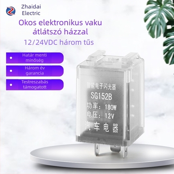 SG152B 12V/24V intelligens elektronikus villogó relé LED világításhoz, univerzális 3‑tűs autóvillogó relé