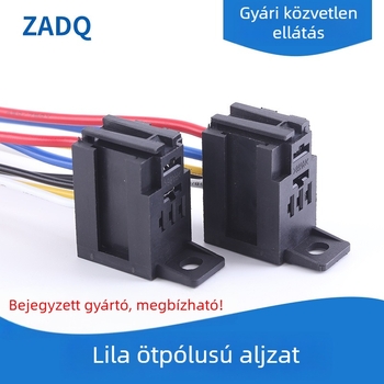 Lila autórele aljzat, 4‑pin/5‑pin, 14 cm hosszú vezetékkel, autókhoz és motorkerékpárokhoz