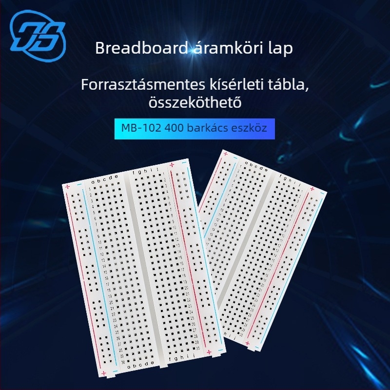 400 lyukas breadboard kísérletekhez, moduláris, forrasztás nélküli tesztkártya