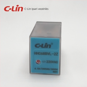 XinLing HHC68BVL-2Z (HH52P, MY2) elektromágneses relé, 6,5 A, 8 tűs, LED-es jelzővel