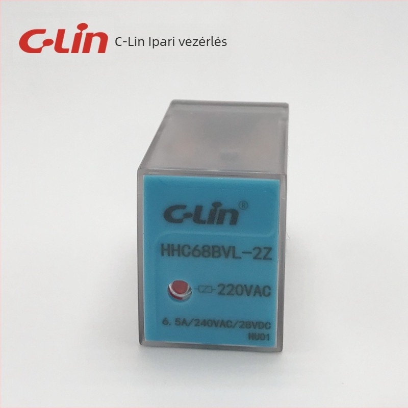 XinLing HHC68BVL-2Z (HH52P, MY2) elektromágneses relé, 6,5 A, 8 tűs, LED-es jelzővel