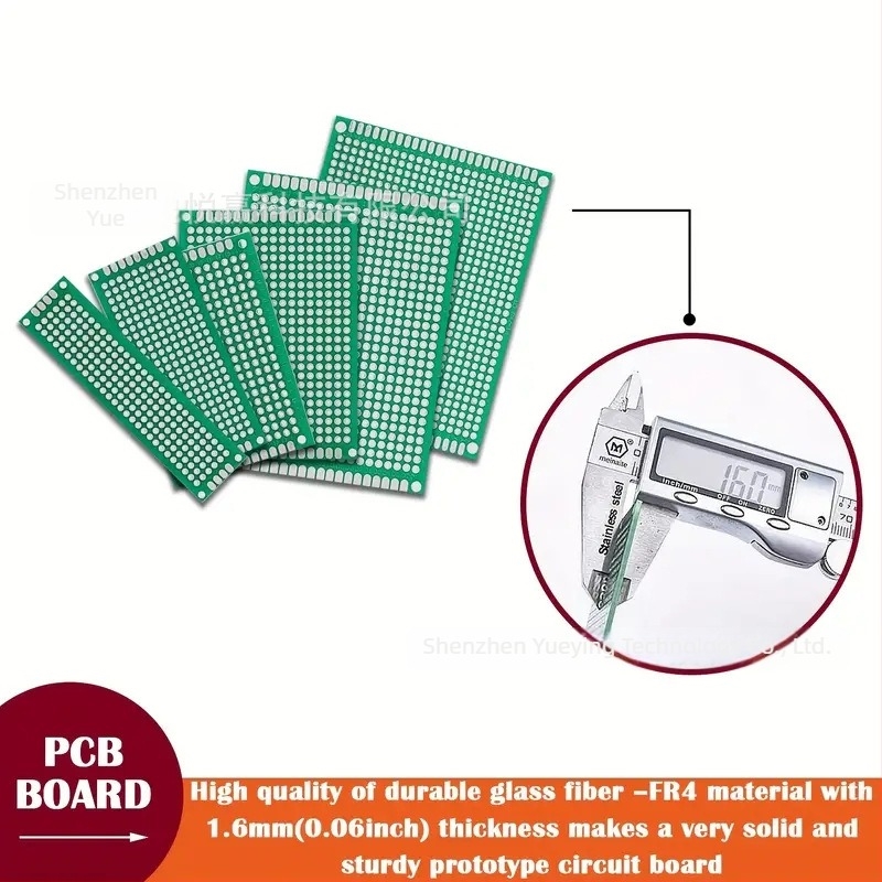 Perforált prototípus tábla, PCB zöld maszkkal, kísérleti tábla, méretek 5×7×6×8, forrasztáshoz