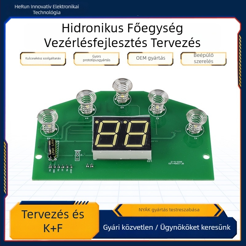 Vízmelegítéshez kapcsolódó fő vezérlő PCB fejlesztése és tervezése – termosztát áramkörpanel forróvíz-csészéhez