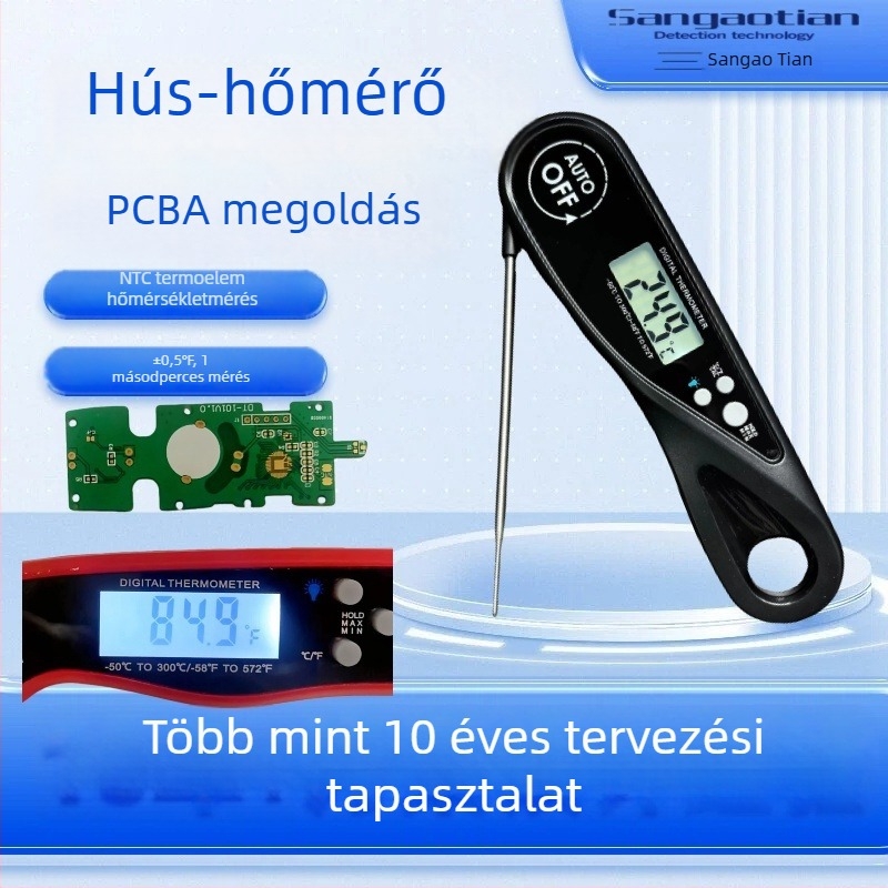 Húshőmérő alaplap – fejlesztés és testreszabás, élelmiszer-hőmérséklet-szabályozó BBQ PCB, PCBA megoldás
