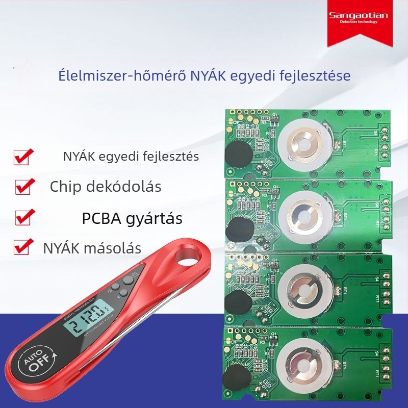 Húshőmérő alaplap – fejlesztés és testreszabás, élelmiszer-hőmérséklet-szabályozó BBQ PCB, PCBA megoldás