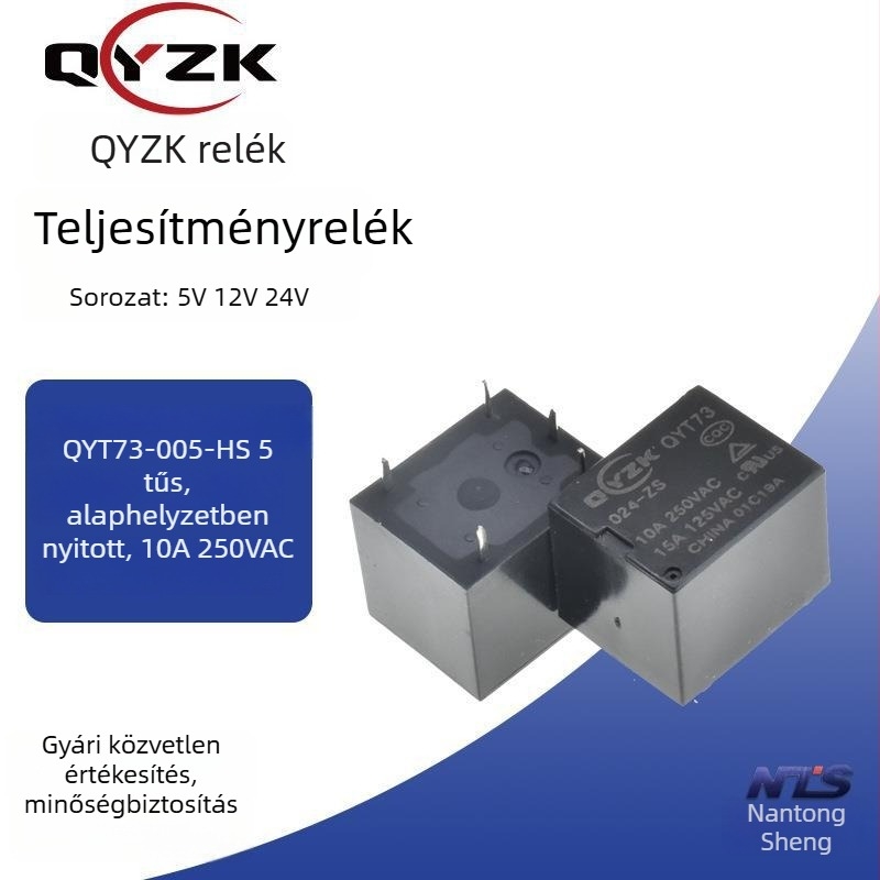 T73 erőrelé, QYT73-012-ZS5, lábak 5V/24V; QYT73-005-HS4, lábak, helyettesíti a 3FF.SRD-t