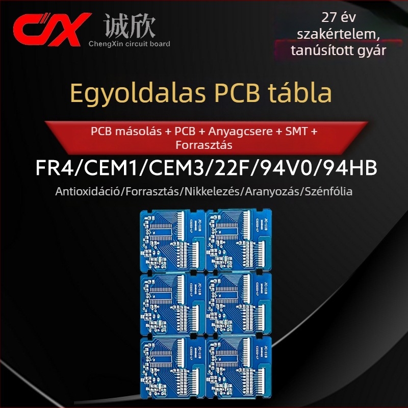 Egyszeres oldalú FR-4 üvegszálas PCB, CEM-3/CEM-1, 94V0 tűzálló, szénfilm bevonat