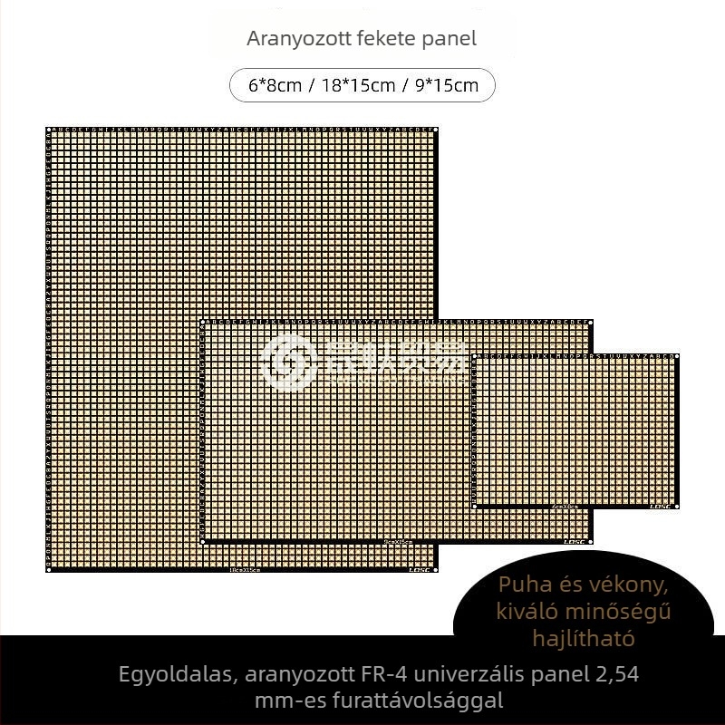 Egyrészes oldalú PCB fekete olajos arany bevonattal, perforált, 6×8 cm, vékony, rugalmas univerzális lemez forrasztáshoz