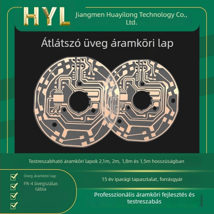 Átlátszó PCB prototípushoz - hosszú, többszintű nyomtatott áramkör lemez FR-4 / alumínium alátét