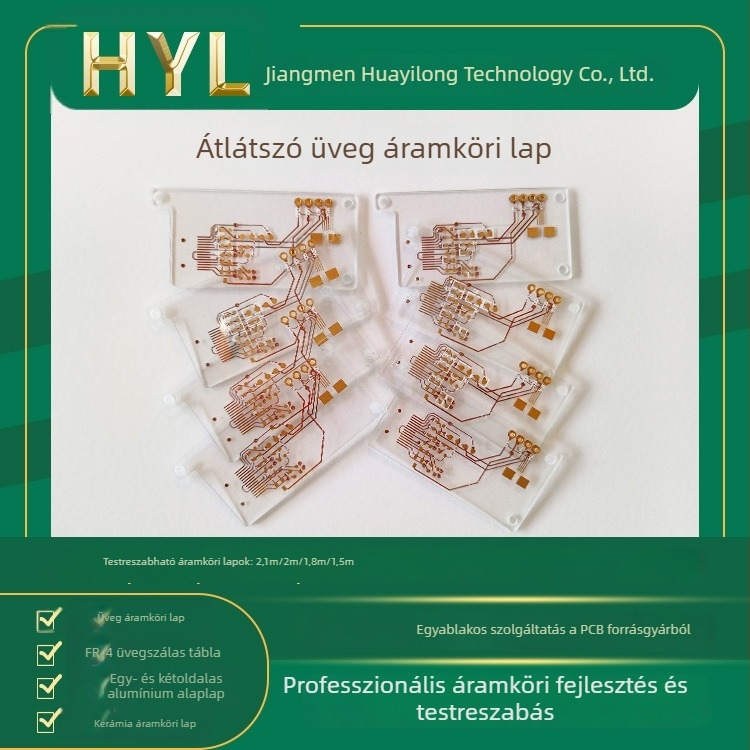 Átlátszó PCB prototípushoz - hosszú, többszintű nyomtatott áramkör lemez FR-4 / alumínium alátét