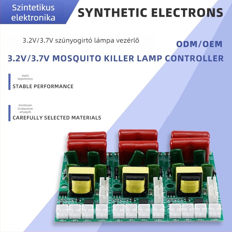 Napelemes szúnyogirtó lámpa, 3,7V, 2200V-os elektromos sokk kimenet, vezérlőpanel