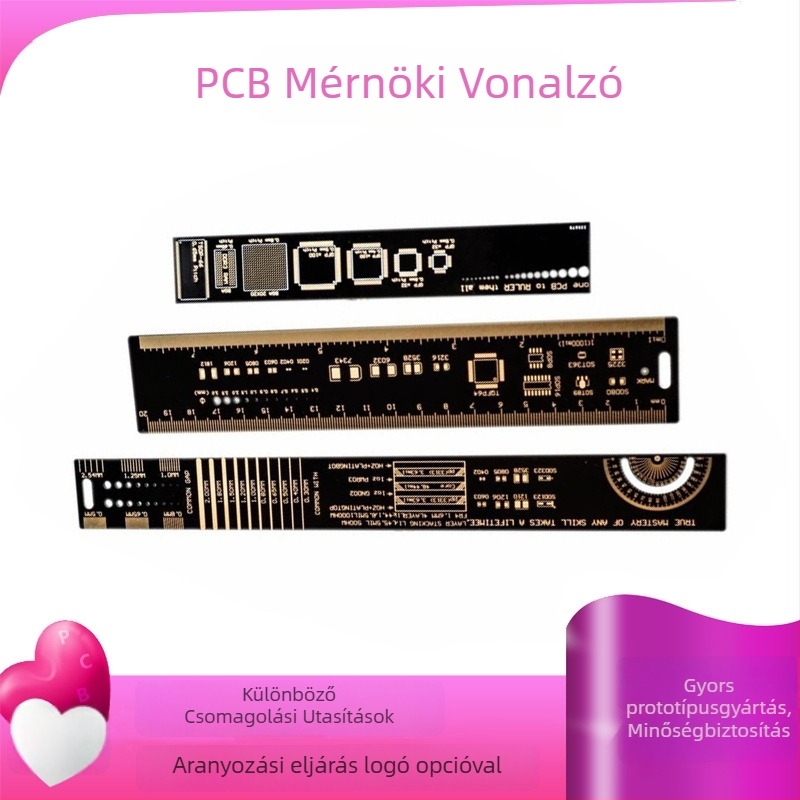 Aranyozott PCB-vonalzó mérnöki felhasználásra, egyenes élű vonalzó és szögmérő a PCB-khez
