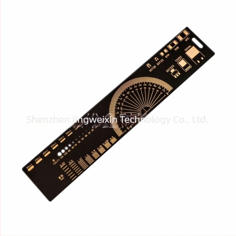 Aranyozott PCB-vonalzó mérnöki felhasználásra, egyenes élű vonalzó és szögmérő a PCB-khez