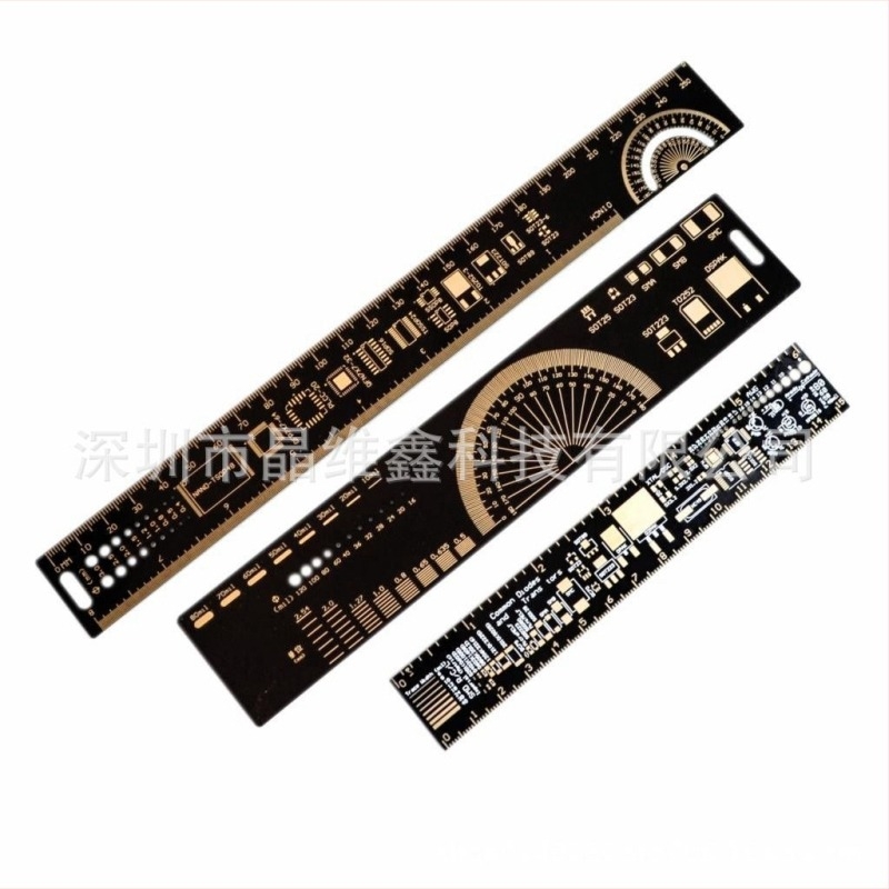 Aranyozott PCB-vonalzó mérnöki felhasználásra, egyenes élű vonalzó és szögmérő a PCB-khez
