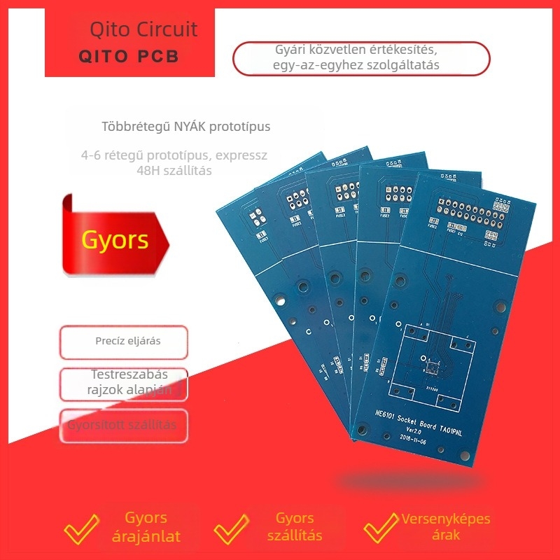 FR-4 PCB, 2–8 rétegű, egy- és kétszintes, UV sterilizáló lámpa vezérlőpanel