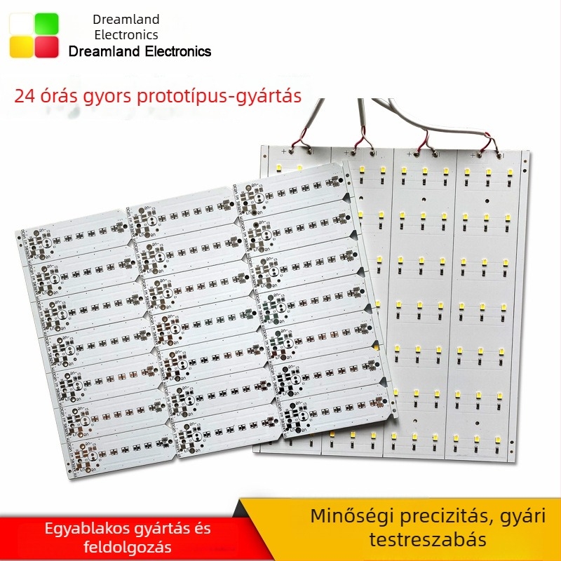 Autóipari alumínium alapú LED-szalag, magas hőmérséklet-állóságú FR-4 üvegszál PCB prototípus készítéséhez (kis tétel)