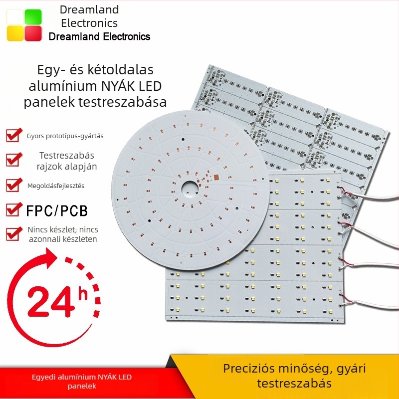 Autóipari alumínium alapú LED-szalag, magas hőmérséklet-állóságú FR-4 üvegszál PCB prototípus készítéséhez (kis tétel)