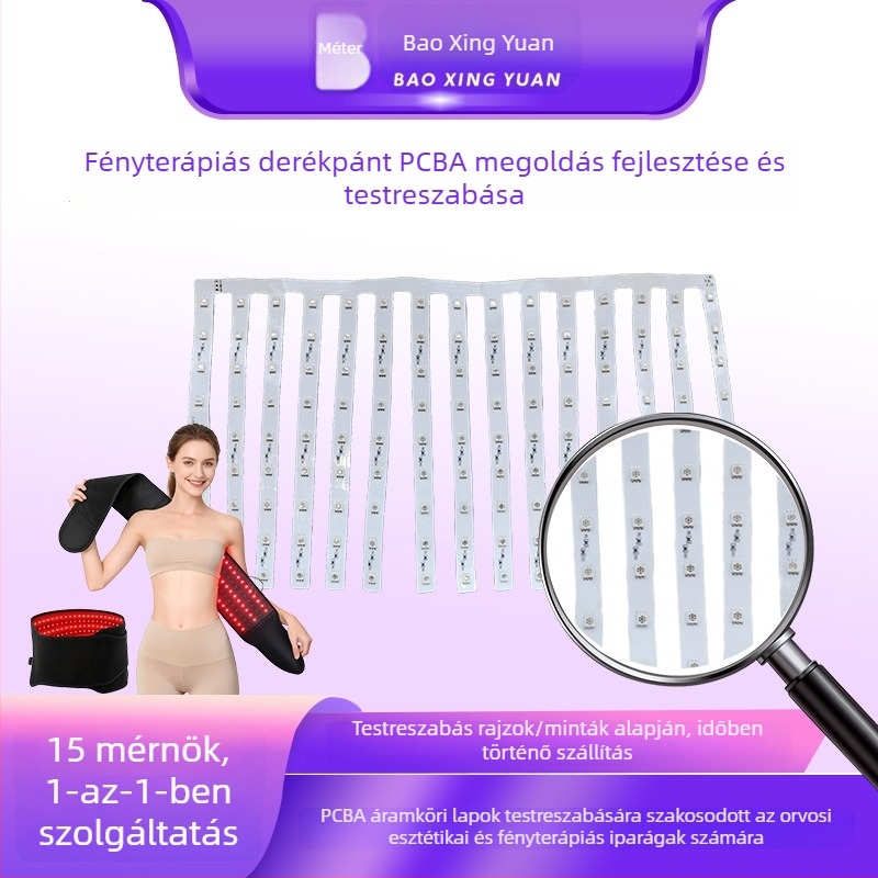 Fototerápiás deréköv PCBA megoldás fejlesztése és testreszabása, rugalmas FPC nyomtatott áramkör panel, vörös fény derék panel fizioterápiához