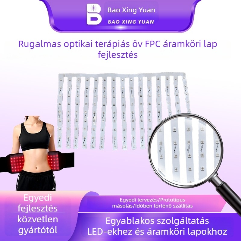 Fototerápiás deréköv PCBA megoldás fejlesztése és testreszabása, rugalmas FPC nyomtatott áramkör panel, vörös fény derék panel fizioterápiához