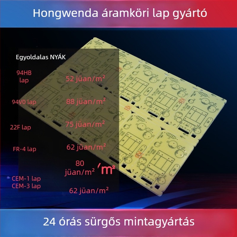 PCB 22F anyagú, egyoldalas zöld forrasztási maszkkal, vezérlő és tápegység áramkörökhöz