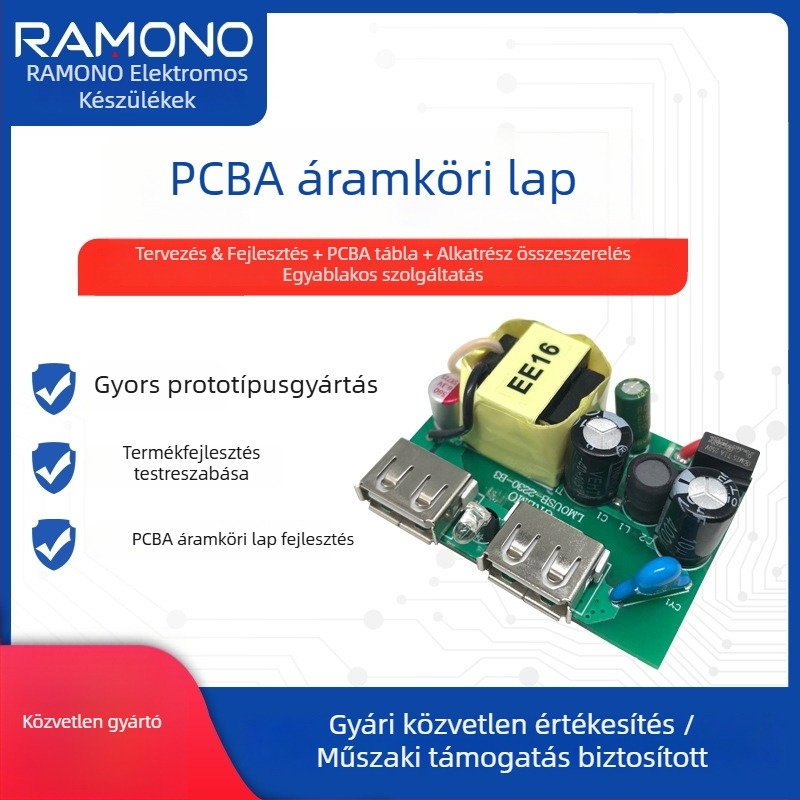 PCBA töltési áramkör, kétoldalas PCB, meghajtó- és vezérlő tábla, DC tápegység elektromos szúnyogcsapóhoz
