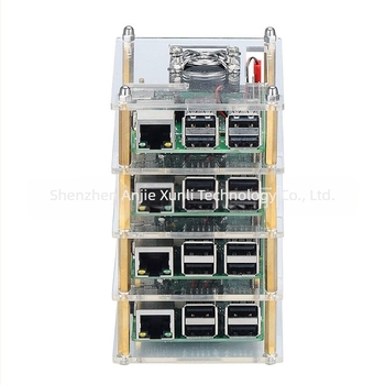 Raspberry Pi 3B/4B univerzális akril tok, több alaplappal, többszintű stack és klaszter kísérletekhez, 4 réteg