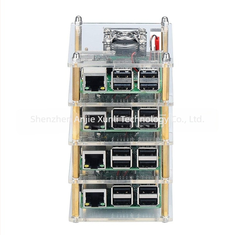 Raspberry Pi 3B/4B univerzális akril tok, több alaplappal, többszintű stack és klaszter kísérletekhez, 4 réteg
