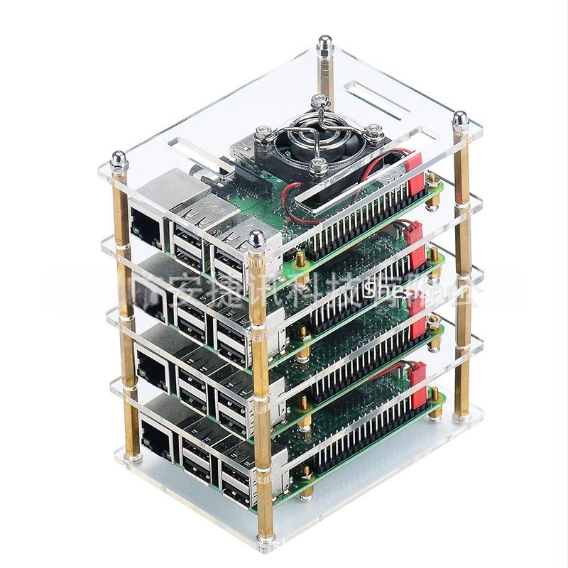 Raspberry Pi 3B/4B univerzális akril tok, több alaplappal, többszintű stack és klaszter kísérletekhez, 4 réteg