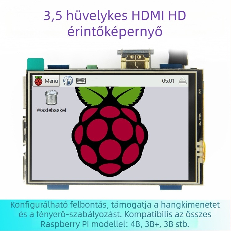 3,5 hüvelykes HD HDMI érintőképernyős LCD monitor Raspberry Pi 4 Model B+ számára