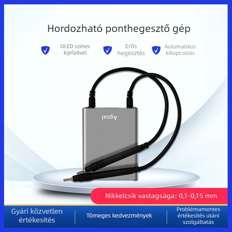 DH30 kézi ponthegesztő, kompakt mini 18650-es cellákhoz, beépített tölthető Li-ion akkumulátorral