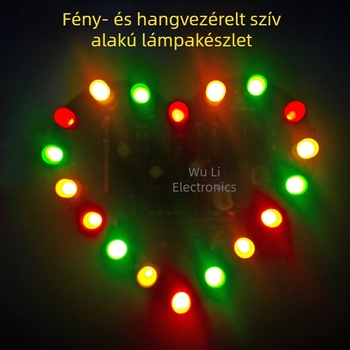 Fényvezérelt zenei szív alakú LED készlet, 18 LED-del, DIY elektronika TJ-56-269