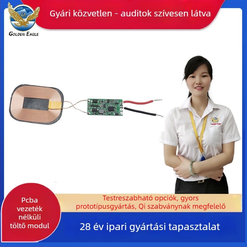 Egyedi hosszú távú vezeték nélküli töltőadó–vevő tekercs PCBA modul, Qi szabványnak megfelelő