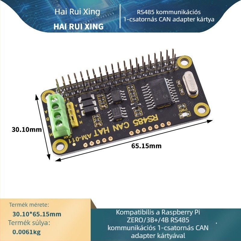 RS-485 kommunikációs 1-csatornás CAN adapter bővítőlap Raspberry Pi Zero/3B+/4B-hez