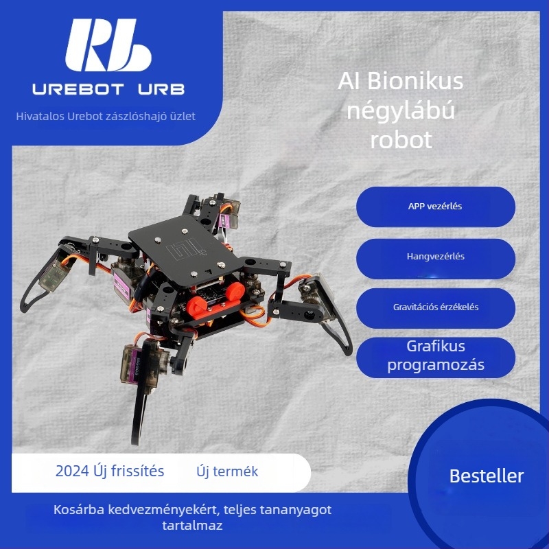 Négy lábú biomimikus pók robot STEM programozáshoz – DIY készlet fiataloknak Arduino-val és Maker oktatással