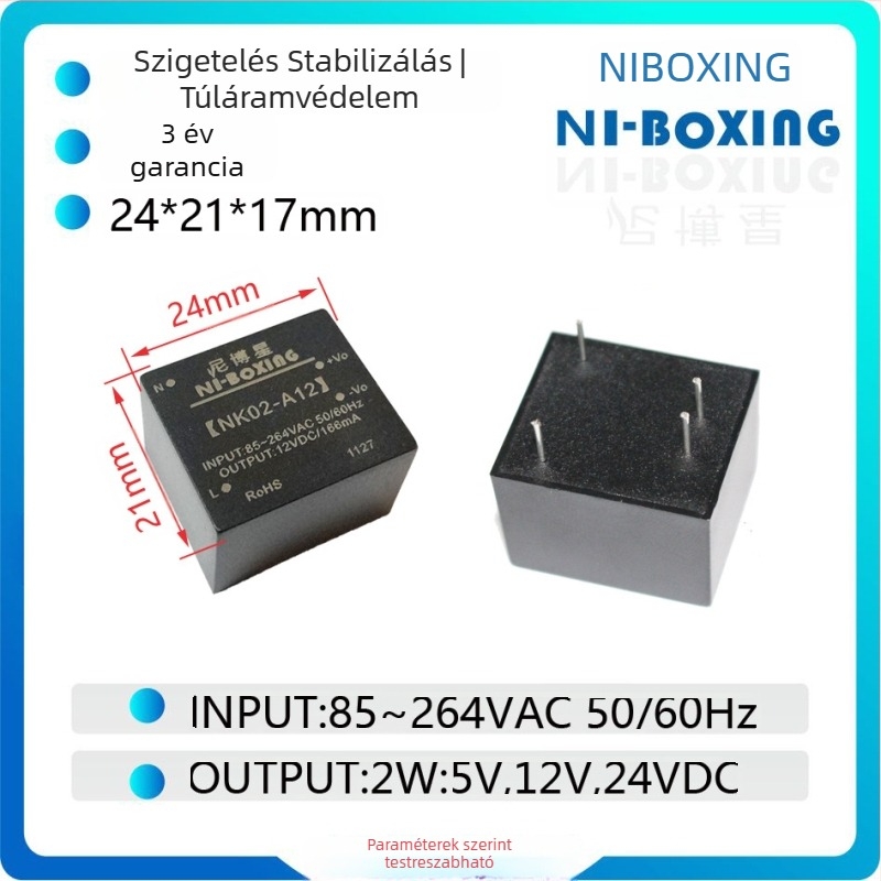 Kompakt AC-DC kapcsolóüzemű modul, 2W, 12V kimenet, bemenet 85-264VAC / 100-375VDC, NY-BOXING Nibo Star