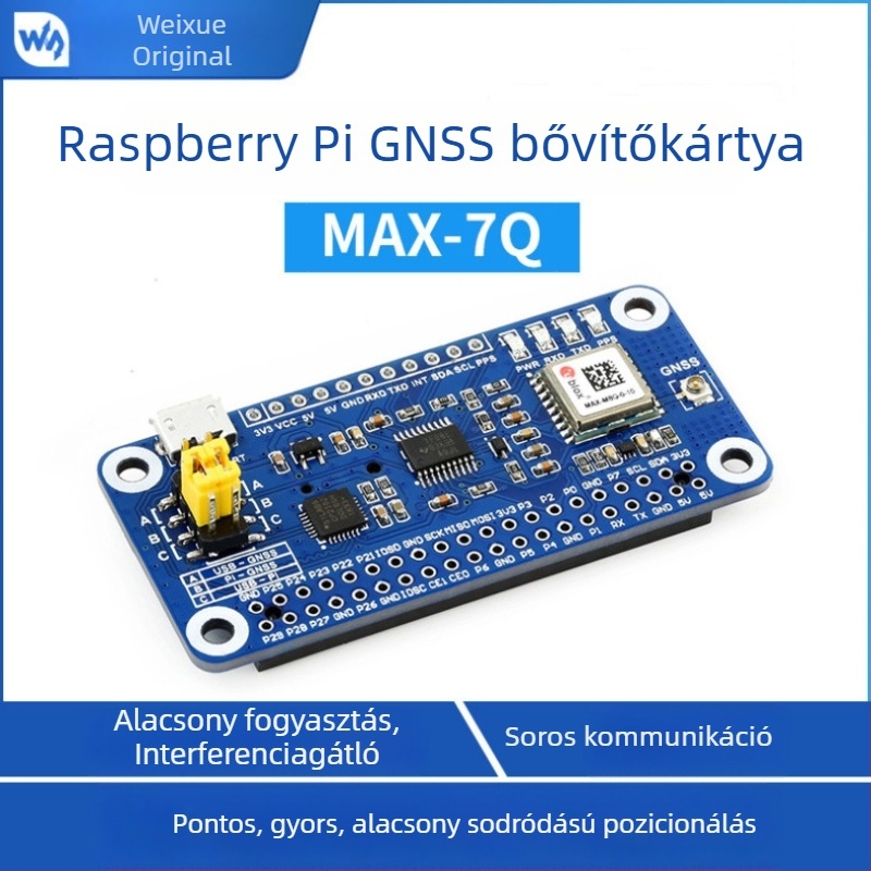 Raspberry Pi 4B GNSS bővítőlap MAX-7Q alapokra, GPS, QZSS és GLONASS pozicionálási támogatással