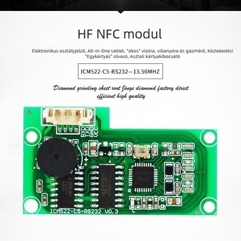 RS232 vagy TTL interfésszel rendelkező RFID/NFC kártyaolvasó modul, beépített magas frekvenciájú olvasó