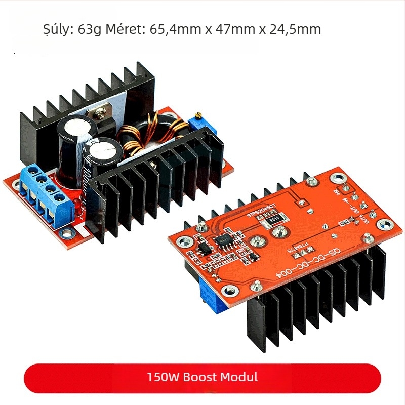 DC-DC buck-boost konverter, 9A, 300W, bemenet 5-40V, kimenet 1.2-35V, tápmodul