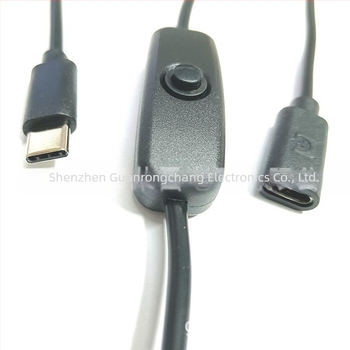 Raspberry Pi 4A nagy áramú USB hosszabbító kábel 501 gombos kapcsolóval, Type-C férfi–nő csatlakozó