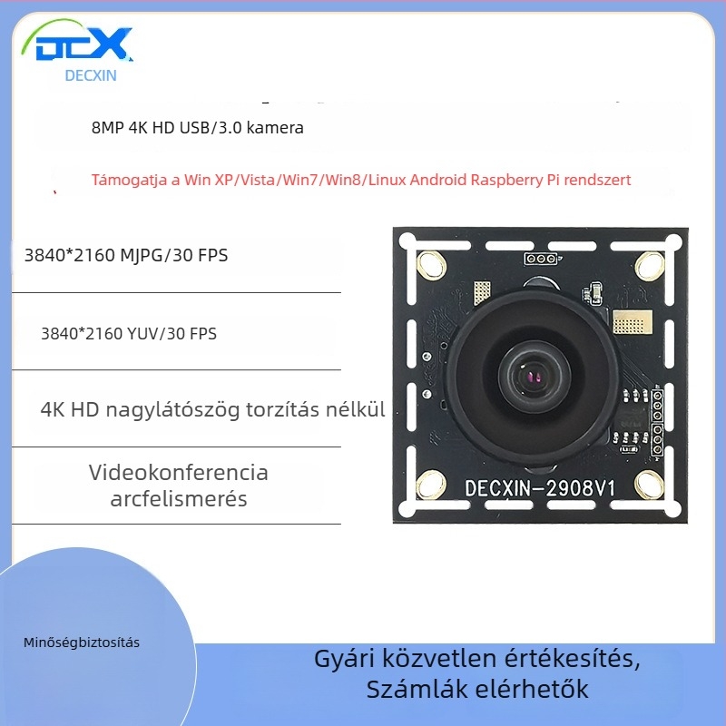 IMX415 Ipari kamera modul USB 3.0, 8 MP, 4K élő videókonferencia