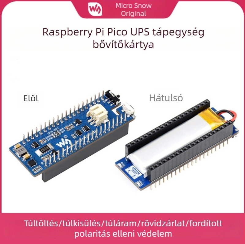 Weixue UPS bővítőpanel Raspberry Pi Pico-hoz 600mAh, 3,7V Li-Polimer akkumulátor