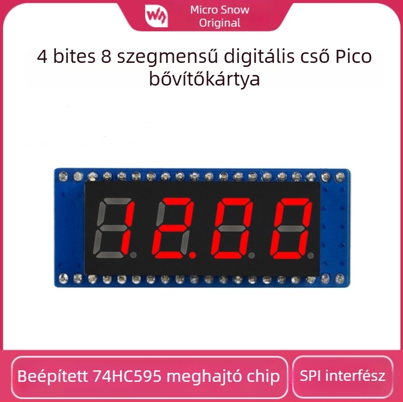 Weixue Raspberry Pi Pico 4-bit 8-szegmenses kijelző bővítőpanel 74HC595-ös meghajtóval, SPI-interfész kompatibilis