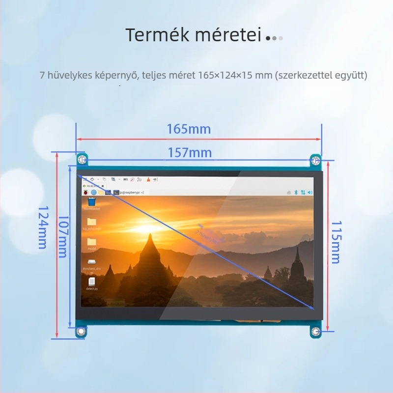 7 hüvelykes kapacitív érintőképernyő Raspberry Pi-hez, HDMI IPS LCD kijelző, meghajtó nélküli, 1024x600 felbontás